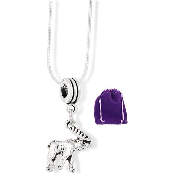Moose Charm Snake Chain Necklace - Animal and Nature - Picture 1 of 4